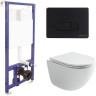 Комплект унитаза Ceramicanova Vogue CN4008T с инсталляцией Berges Novum D5 040235 с сиденьем Микролифт и Черной матовой клавишей смыва