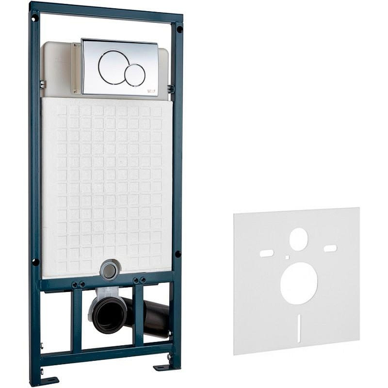 Комплект унитаза Ceramicanova Vogue CN4008T с сиденьем Микролифт и инсталляцией WeltWasser WW Marberg 507 10000005949+10000005952 с клавишей смыва Хром глянцевый
