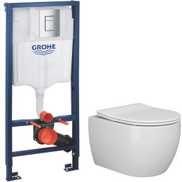 Унитаз Ceramicanova Play CN3001 с инсталляцией Grohe Rapid SL 38772001 с сиденьем Микролифт с кнопкой Хром