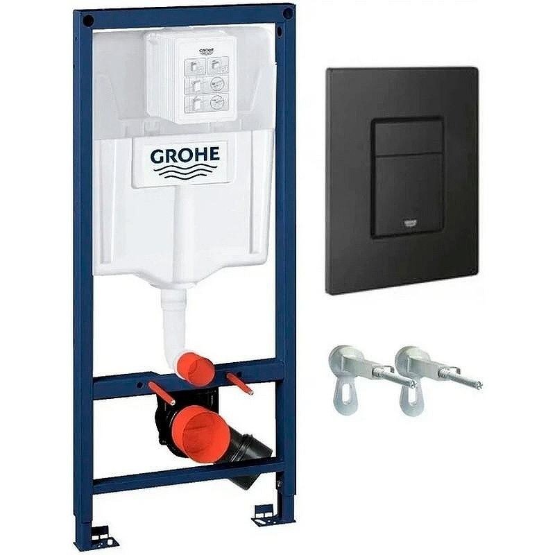 Комплект унитаза Ceramicanova Union CN4009T с инсталляцией Grohe Rapid SL 38811KF0 с сиденьем Микролифт и Черной матовой клавишей смыва