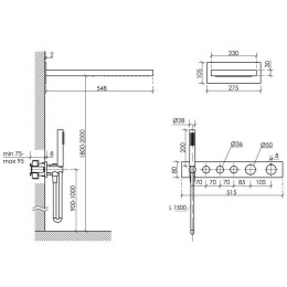 Душевая система Sancos Linn SC9023BG с термостатом Золото брашированное