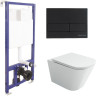 Комплект унитаза Ceramicanova Union CN4009T с инсталляцией Berges Novum L5 040215 с сиденьем Микролифт и Черной матовой клавишей смыва