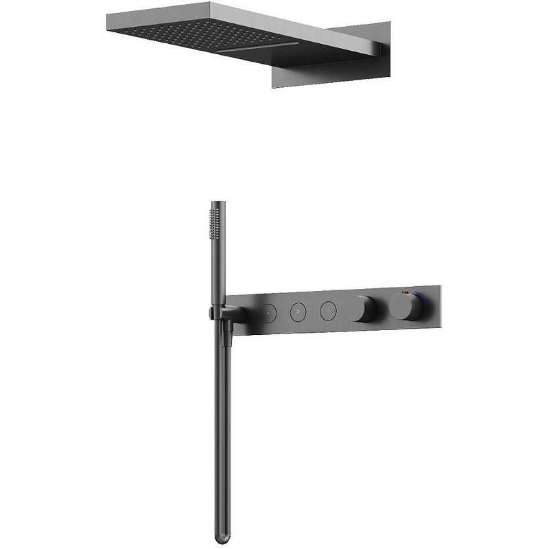 Душевая система Sancos Linn SC9023GG с термостатом Вороненая сталь
