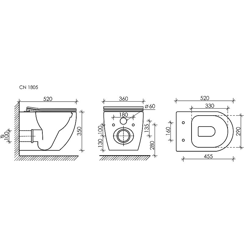 Унитаз Ceramicanova Mia Rimless CN1805 подвесной с сиденьем Микролифт