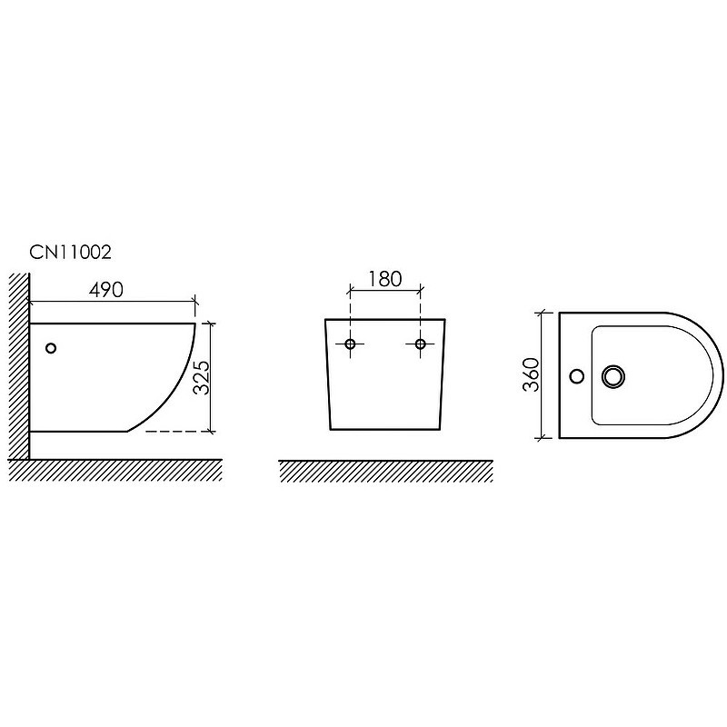 Биде Ceramicanova Uno CN11002MB подвесное Черное матовое