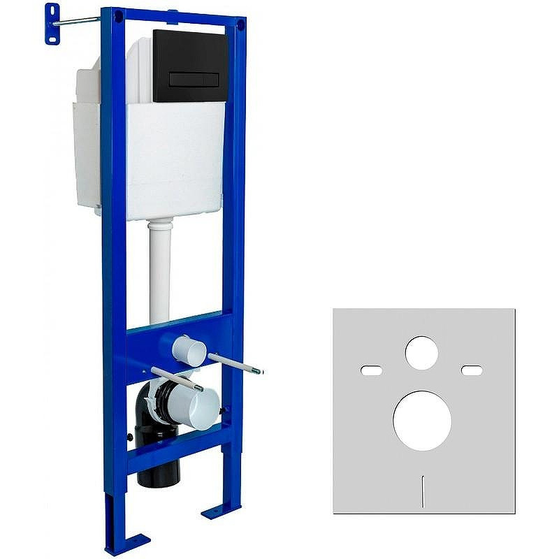 Комплект унитаза Ceramicanova Union CN4009T с инсталляцией Berges Atom 410 040340 с сиденьем Микролифт и Черной матовой клавишей смыва