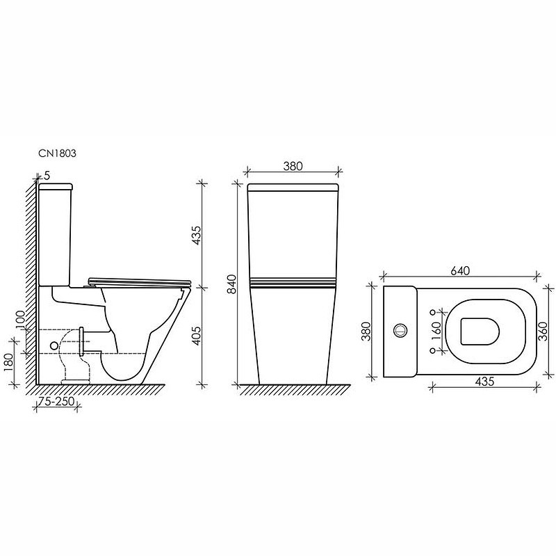 Унитаз-компакт Ceramicanova Cubic CN1803-B без бачка и с сиденьем Микролифт