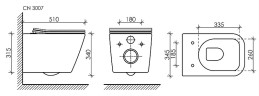 Комплект унитаза с инсталляцией Ceramicanova Metric CN3007_1001B_1000 с сиденьем Микролифт и Черной матовой клавишей смыва