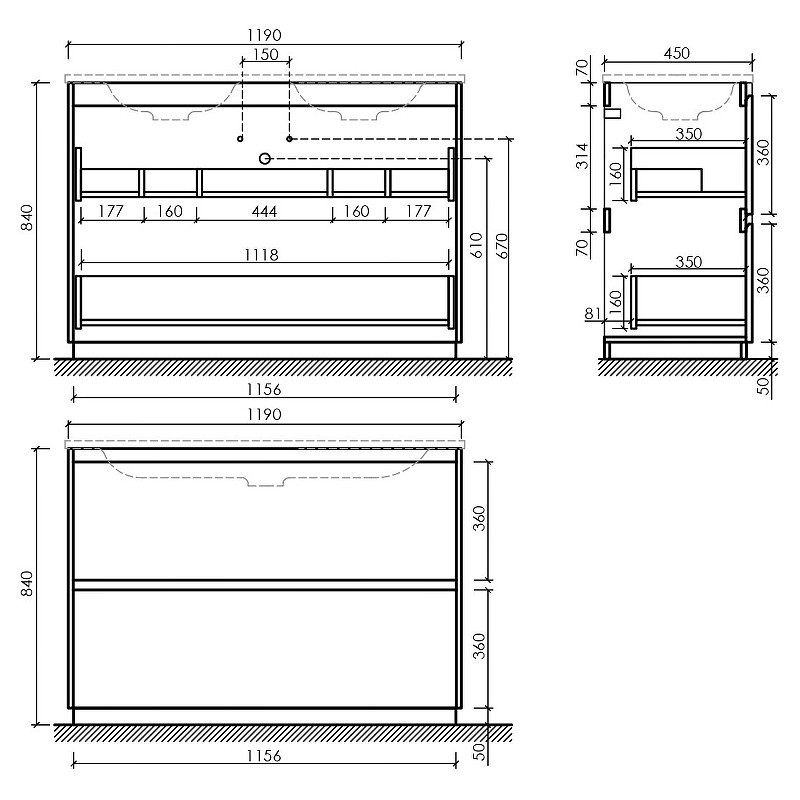 Тумба под раковину Sancos Libra Floor 120 LB120F-2W Белый глянец