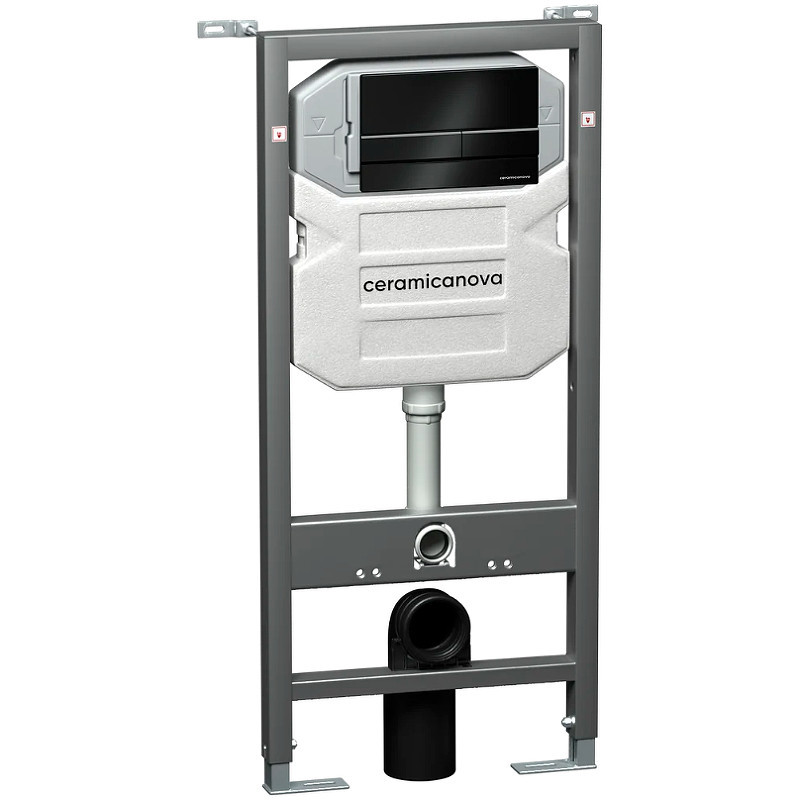 Комплект унитаза с инсталляцией Ceramicanova Metric CN3007_1002B_1000 с сиденьем Микролифт и Черной матовой клавишей смыва