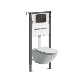 Комплект унитаза с инсталляцией Ceramicanova Mono CN1905_121001MB цвет Белый с сиденьем Микролифт и клавишей смыва цвет Черный матовый