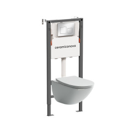 Комплект унитаза с инсталляцией Ceramicanova Mono CN1905_121002CH цвет Белый с сиденьем Микролифт и клавишей смыва цвет Хром глянцевый