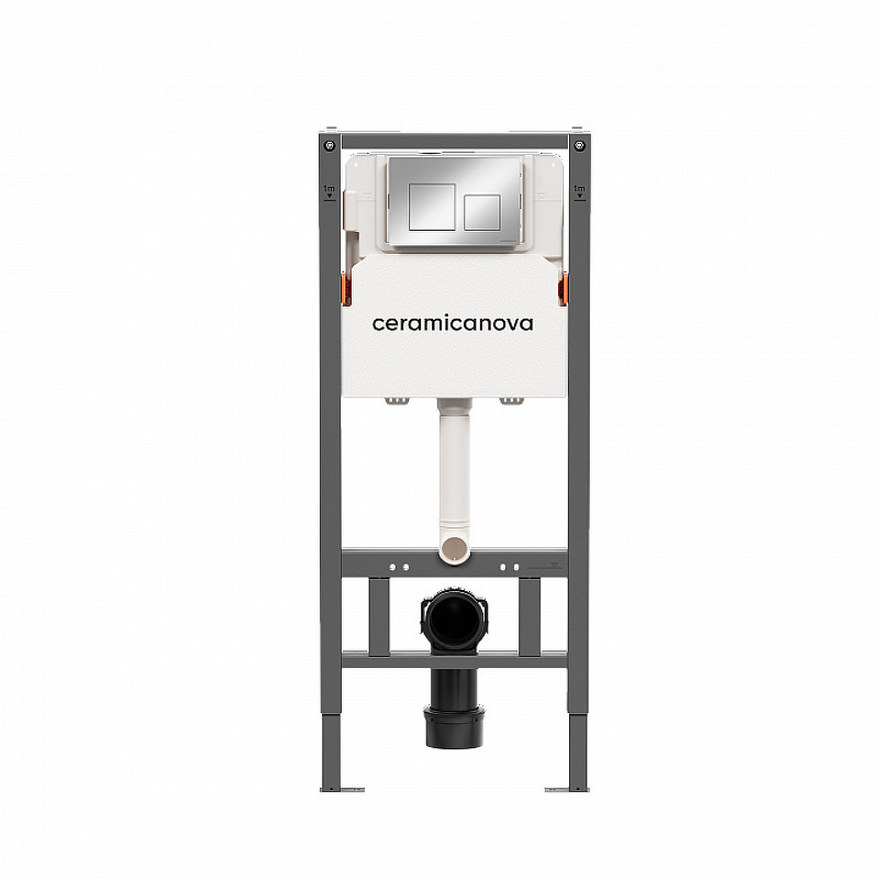 Комплект унитаза с инсталляцией Ceramicanova Mono CN1905_121002CH цвет Белый с сиденьем Микролифт и клавишей смыва цвет Хром глянцевый