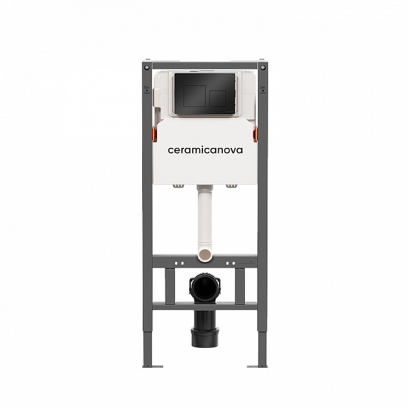 Комплект унитаза с инсталляцией Ceramicanova Mono CN1905_121002MB цвет Белый с сиденьем Микролифт и клавишей смыва цвет Черный матовый
