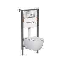 Комплект унитаза с инсталляцией Ceramicanova Play CN3001_121001CH цвет Белый с сиденьем Микролифт и клавишей смыва цвет Хром глянцевый