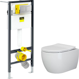 Комплект унитаза Ceramicanova Play CN3001 с инсталляцией Viega Prevista Dry 8524.14 792596 с сиденьем Микролифт и клавишей смыва Хром