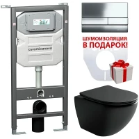 Комплект унитаза с инсталляцией Ceramicanova Metropol CN4002MB_1002CH_1000 с сиденьем Микролифт и клавишей смыва Хром