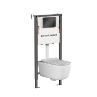 Комплект унитаза с инсталляцией Ceramicanova New Day CN3005_121002MB цвет Белый с сиденьем Микролифт и клавишей смыва цвет Черный матовый