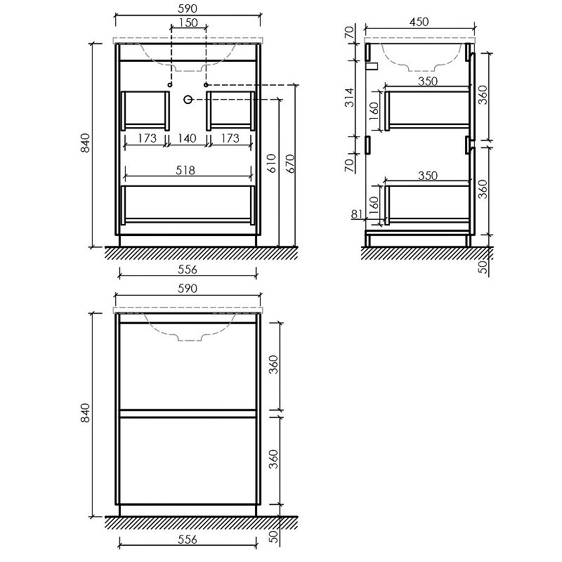 Тумба под раковину Sancos Libra Floor 60 LB60FW Белый глянец