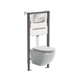 Комплект унитаза с инсталляцией Ceramicanova Forma CN3009_121001CH цвет Белый с сиденьем Микролифт и клавишей смыва цвет Хром глянцевый