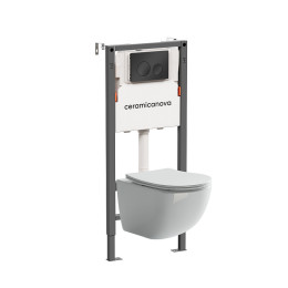 Комплект унитаза с инсталляцией Ceramicanova Forma CN3009_121001MB цвет Белый с сиденьем Микролифт и клавишей смыва цвет Черный матовый