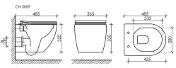 Комплект унитаза с инсталляцией Ceramicanova Forma CN3009_121001MB цвет Белый с сиденьем Микролифт и клавишей смыва цвет Черный матовый