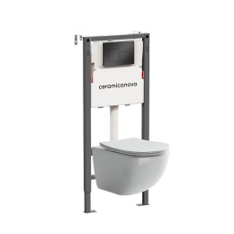 Комплект унитаза с инсталляцией Ceramicanova Forma CN3009_121002MB цвет Белый с сиденьем Микролифт и клавишей смыва цвет Черный матовый