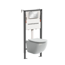 Комплект унитаза с инсталляцией Ceramicanova Forma CN3009_121002CH цвет Белый с сиденьем Микролифт и клавишей смыва цвет Хром глянцевый